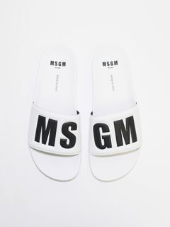 【メンズ】 MSGMロゴ サンダル -  LOGO POOL SLIDE - WHITE