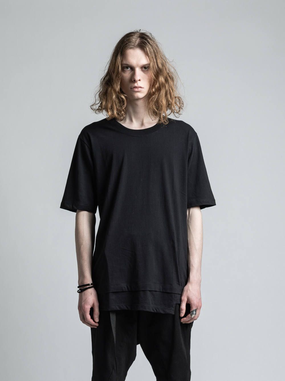 コーデュラナイロン切り替えTシャツ - BLACK