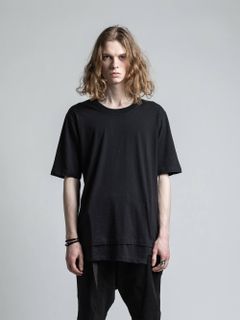 コーデュラナイロン切り替えTシャツ - BLACK