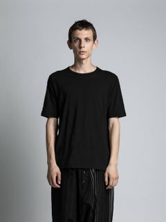 コットンカシミア半袖Tシャツ - BLACK