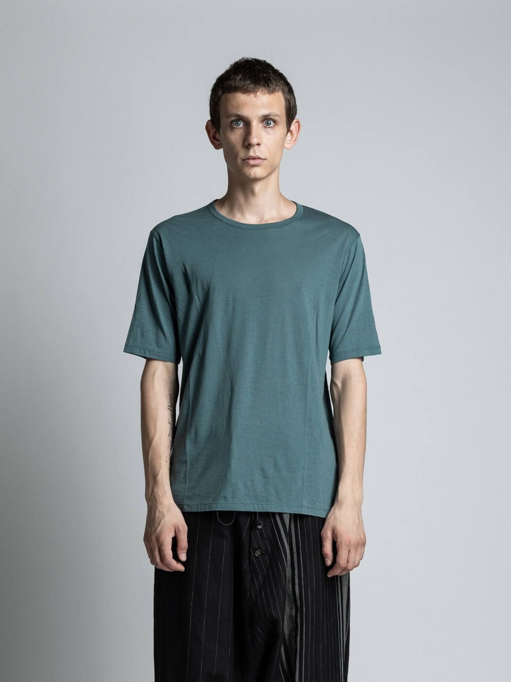 コットンカシミア半袖Tシャツ - TURQUOISE