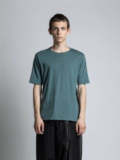 コットンカシミア半袖Tシャツ - TURQUOISE