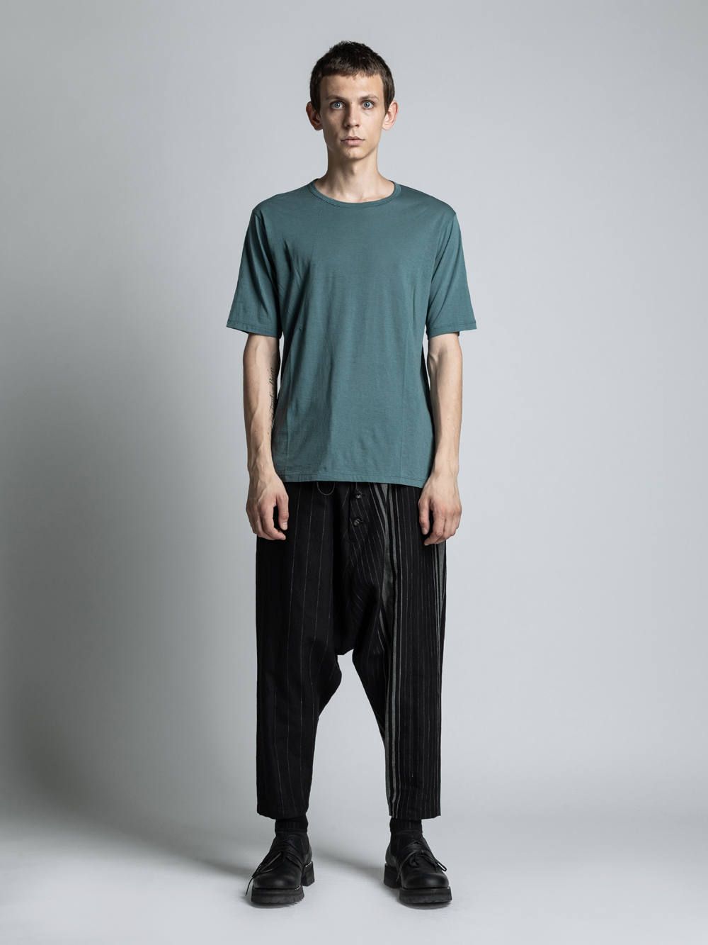 コットンカシミア半袖Tシャツ - TURQUOISE