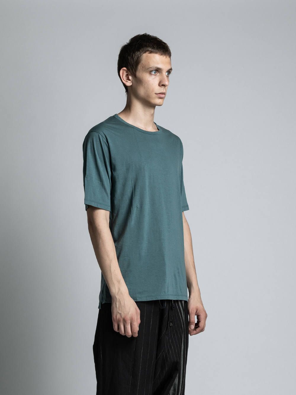 コットンカシミア半袖Tシャツ - TURQUOISE