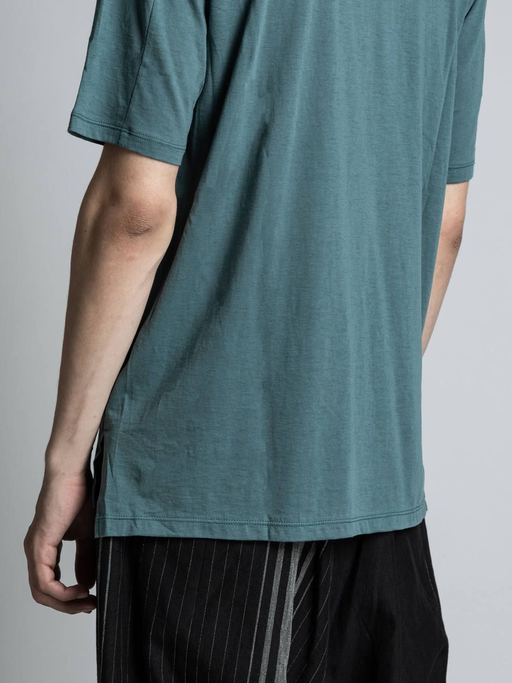 コットンカシミア半袖Tシャツ - TURQUOISE
