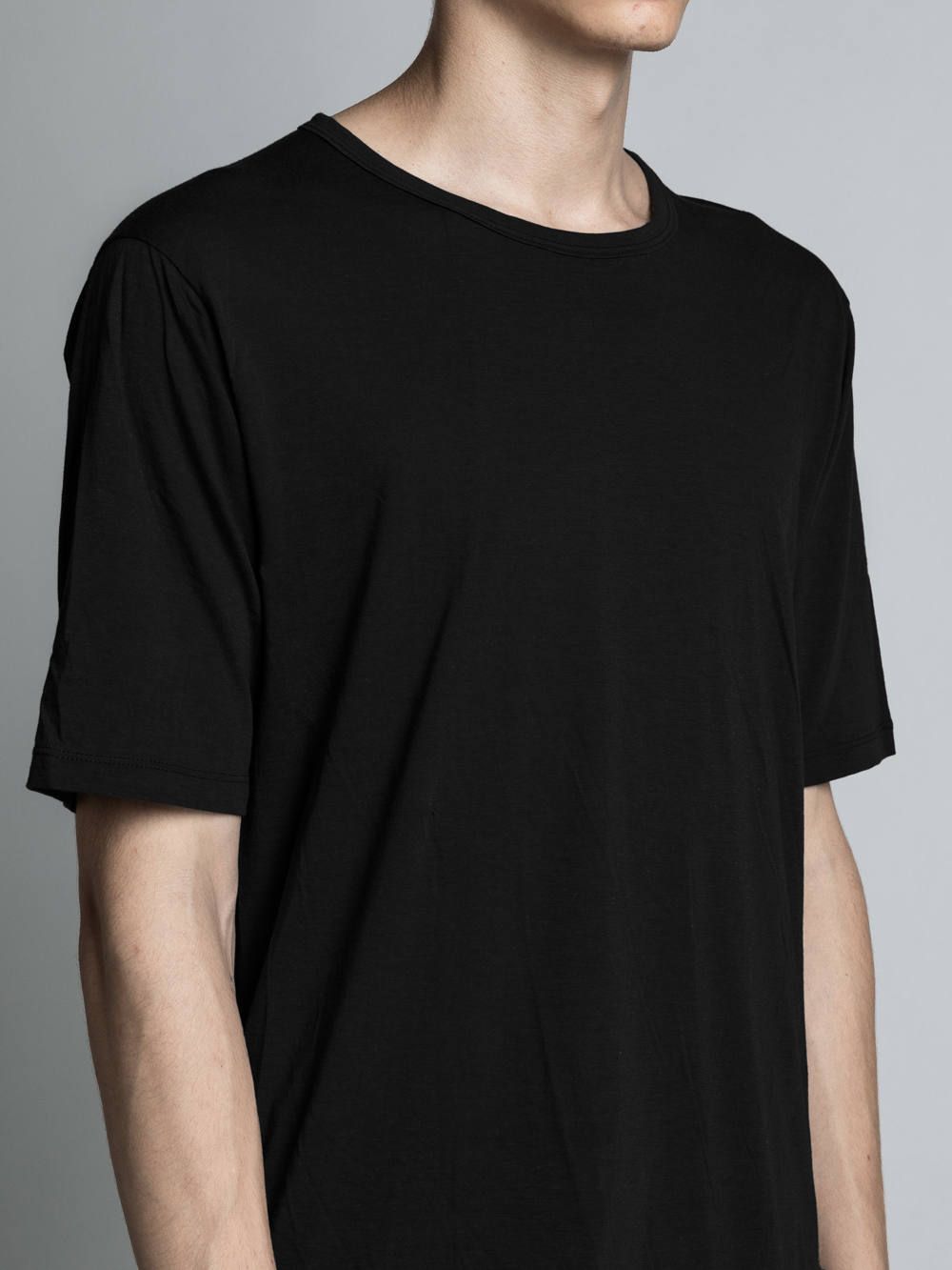 コットンカシミア半袖Tシャツ - BLACK