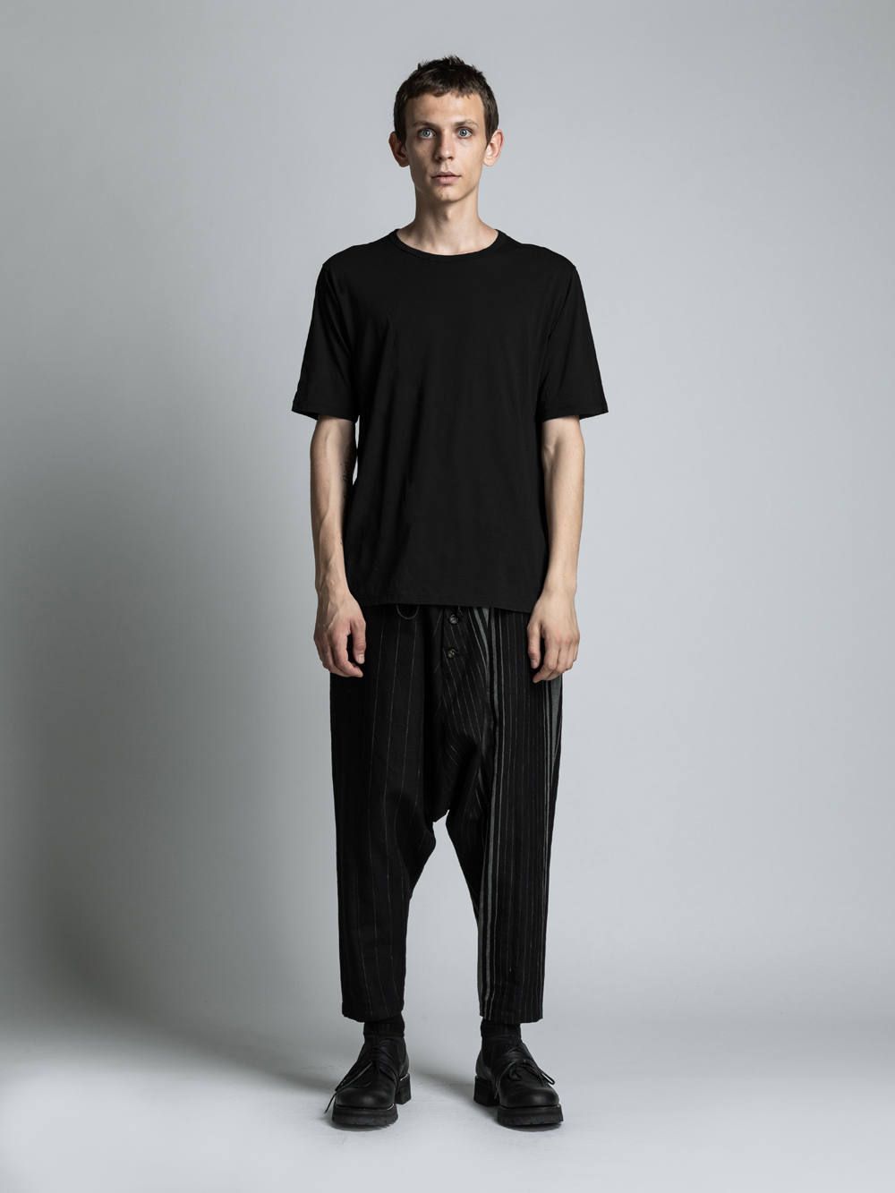 コットンカシミア半袖Tシャツ - BLACK