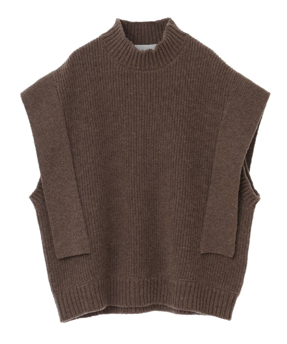 CLANE - SQUARE SLEEVE KNIT VEST - BEIGE | ADDICT WEB SHOP