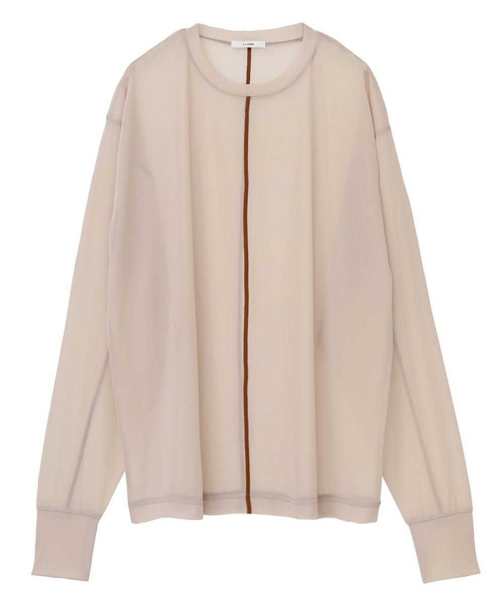 CLANE - COLOR LINE SHEER LONG SLEEVE TOPS - BEIGE | ADDICT