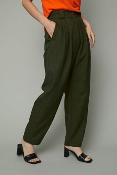 ツータックトラウザーズパンツ  - 2tuck trousers pants - KHIKI