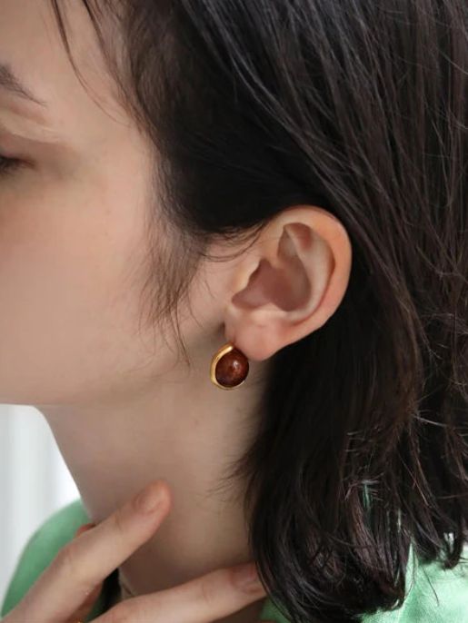 【両耳用】スフィアピアス GD ゴールド シンプル デザイン ユニセックス アクセサリー