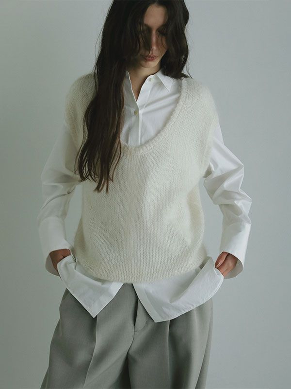 スーパーキッドモヘヤスリーブレス ニットプルオーバー - GREY