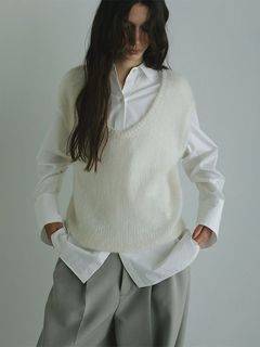 スーパーキッドモヘヤスリーブレス ニットプルオーバー - GREY