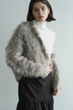 シャギ― ショートカーディガン - SHAGGY SHORT KNIT CARDIGAN - BEIGE