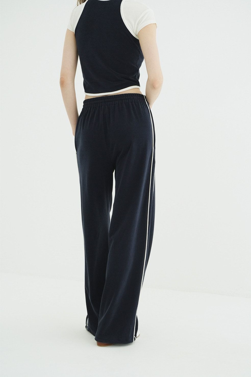 パイルセットアップ - PILE CONTRAST LINE SET UP (NAVY)