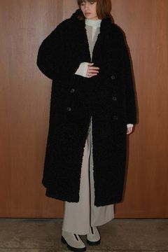 ダブル ロング ボアコート - DOUBLE LONG BOA COAT - BLACK