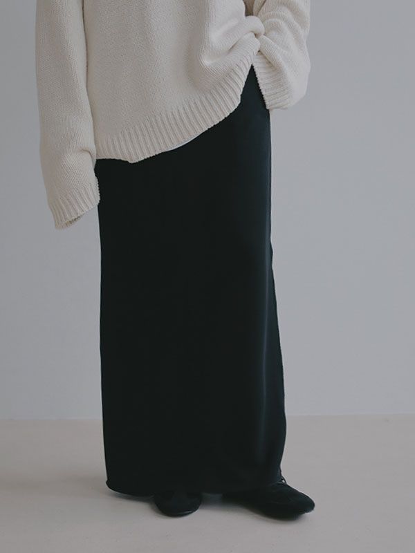ダブルフェイスIラインスカート (BLACK)