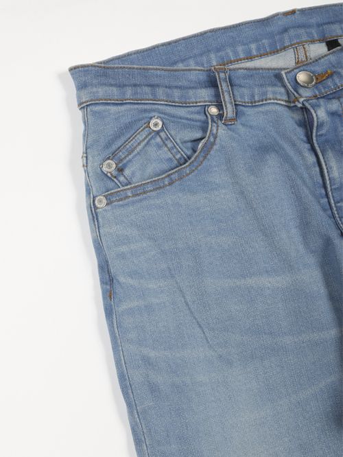 スーパーハイパワーデニム ビンテージアイスブリーチJUSTINデニムパンツ - Vintage Blue JUSTIN Denim Pants - SAXE