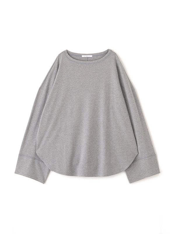 ボートネックカフスロンTee  (GREY）