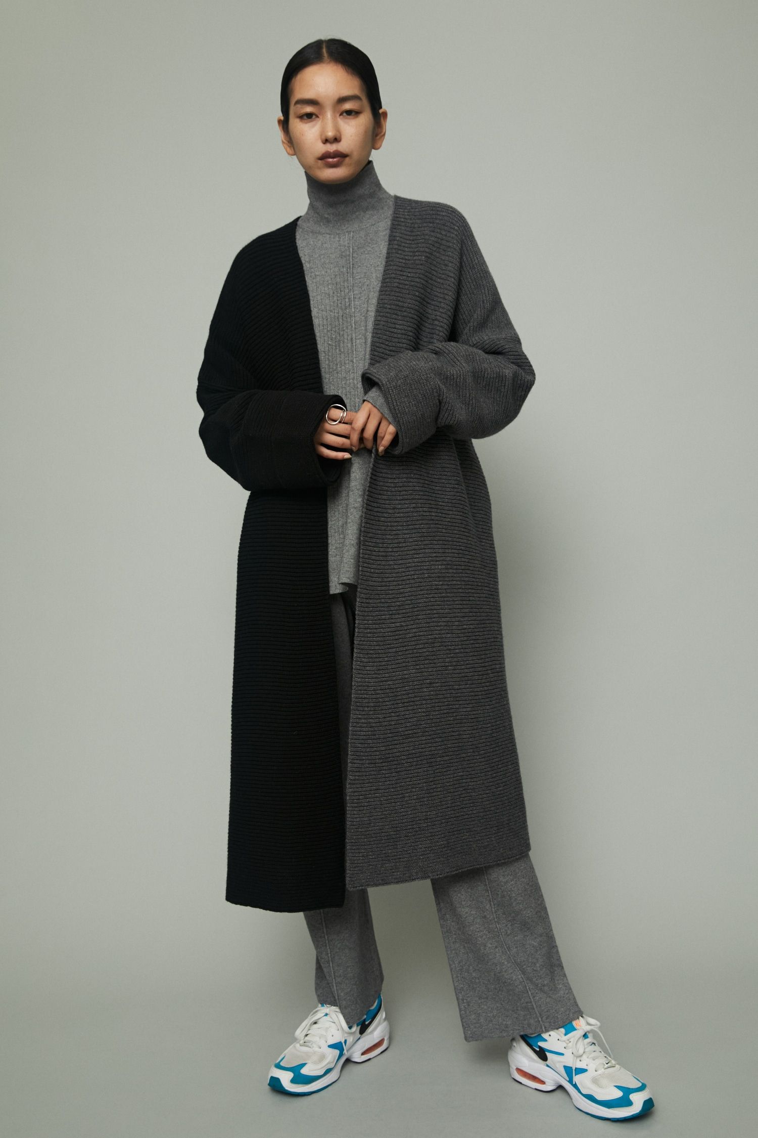 カラー ブロック ハオリ  - Color block haori - BLACK