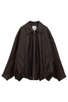 フェイクレザーバルーンジャケット - FAKE LEATHER BALLOON JACKET BROWN