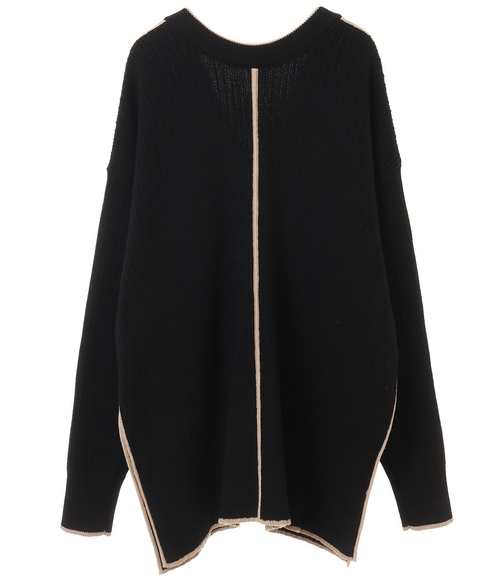 CLANE - ダブルフェイスラインニット - DOUBLE FACE LINE KNIT - BLACK