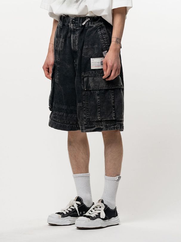 リペアドカーゴショーツ - REPAIRED CARGO ST (BLACK)