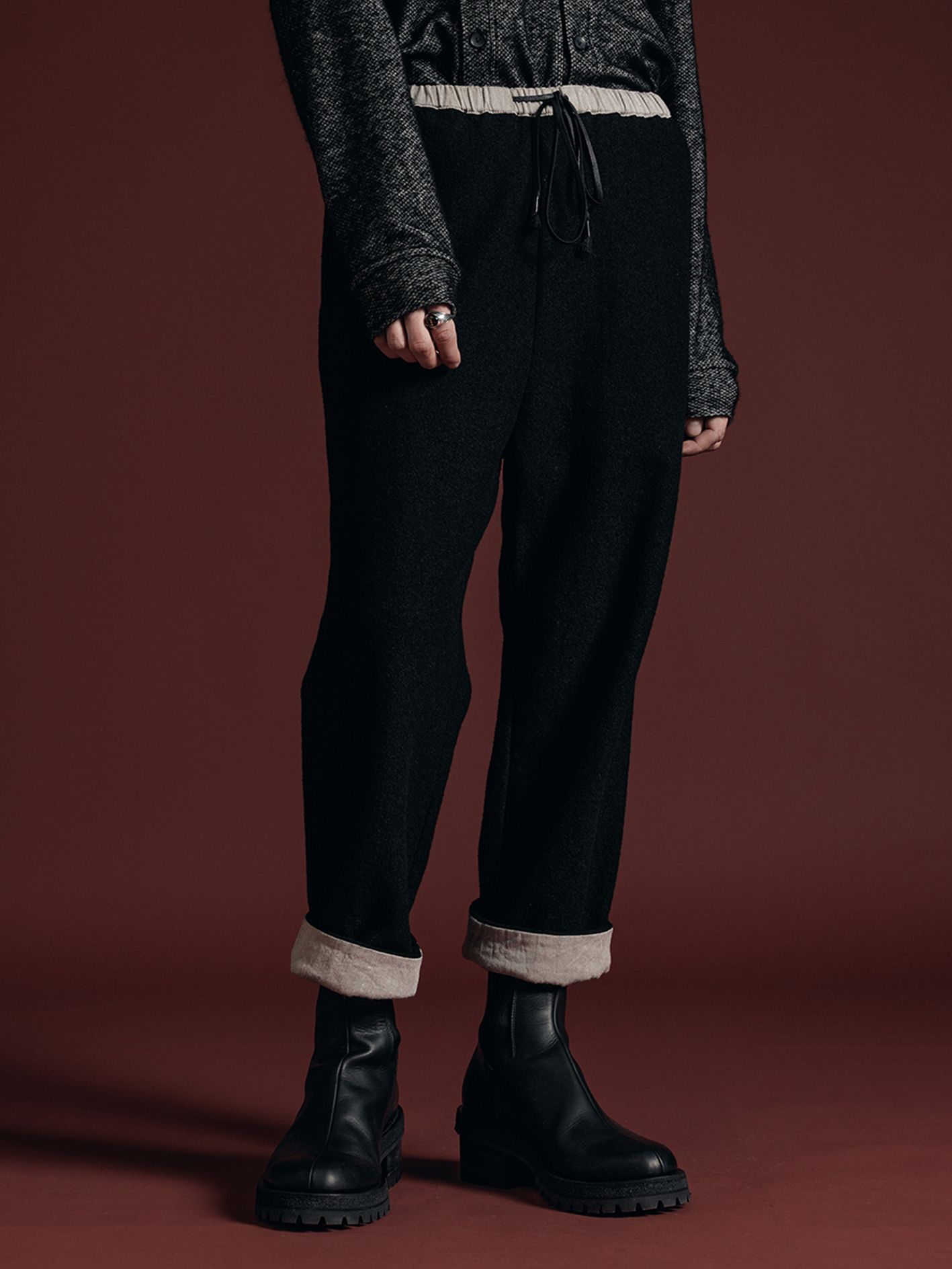 クロップド トラウザーズ - fulling cropped trousers VI-3637-04 - A-BLACK