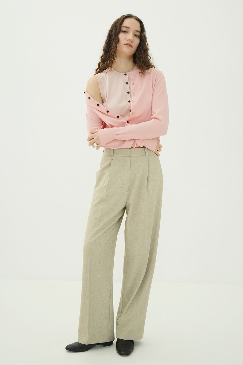 レイヤーニットカーディガン - W LAYERED KNIT CARDIGAN (PINK)