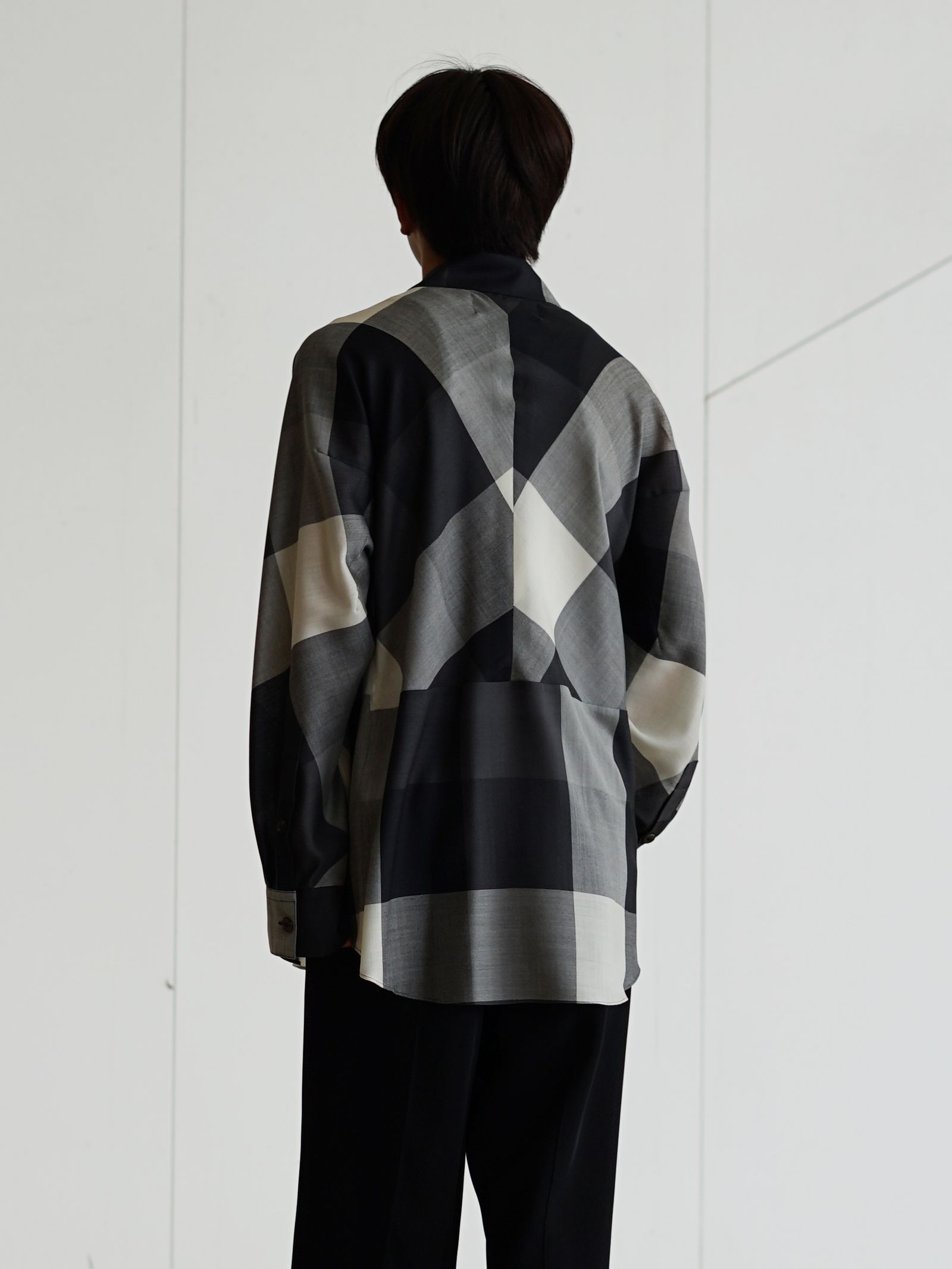 ウールシャツ - Dolman Sleeve Light Wool Shirt (OFF WHITE×BLACK)