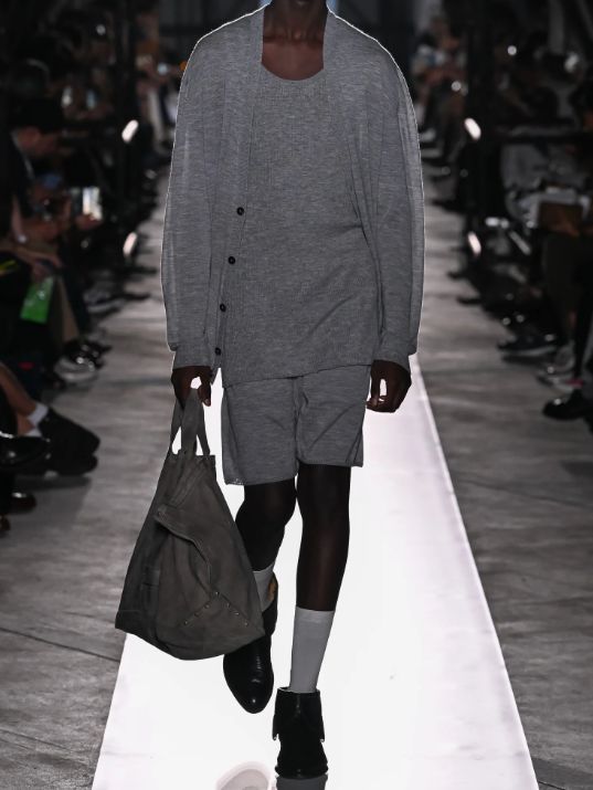 レザートートバッグ LEATHER TOTE BAG - Cow split leather - GREY