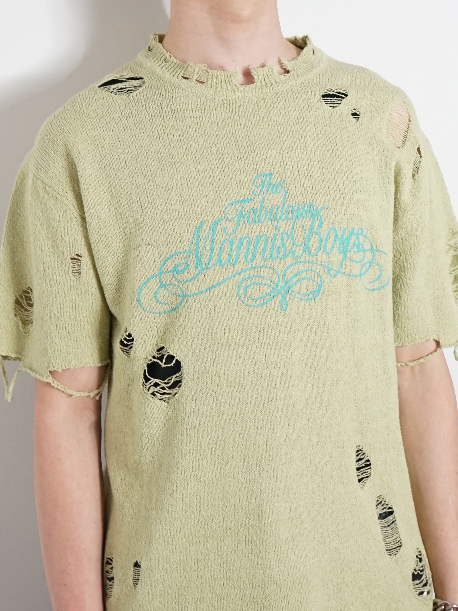 ディストレスドニットティーシャツ  - Distressed KNIT TEE - YELLOW