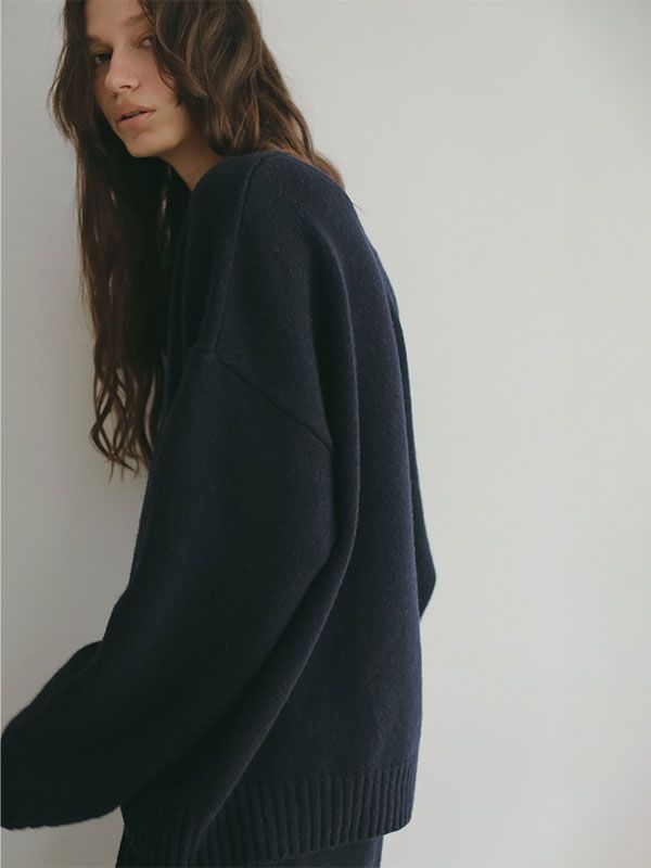 Vネック2wayニットプルオーバー  (NAVY)