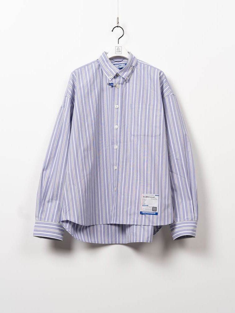 コットン ストライプ ロング スリーブ シャツ | Cotton Stripe Long-sleeve Shirt- LIGHT BLUE