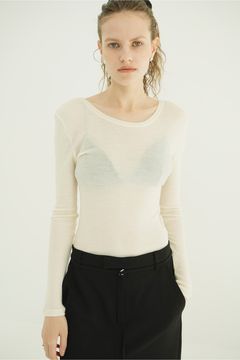 ウールリブカットソー - W FACE WOOL RIB TOPS（WHITE）