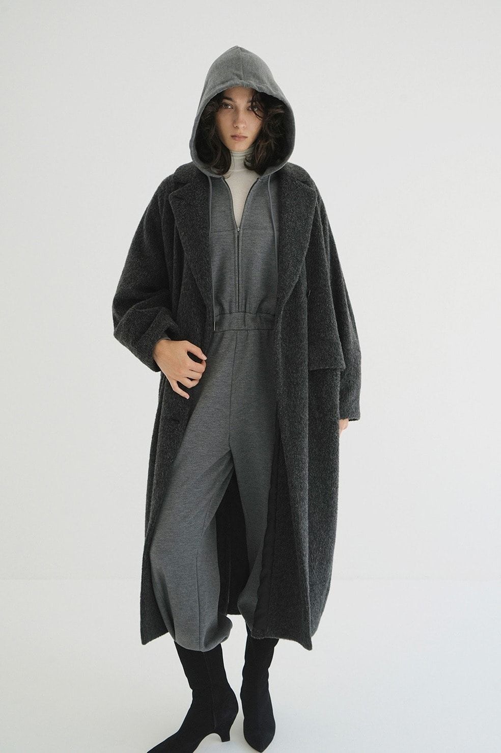 【25AW】ダブルウールロングコート - DOUBLE WOOL LONG COAT GREY