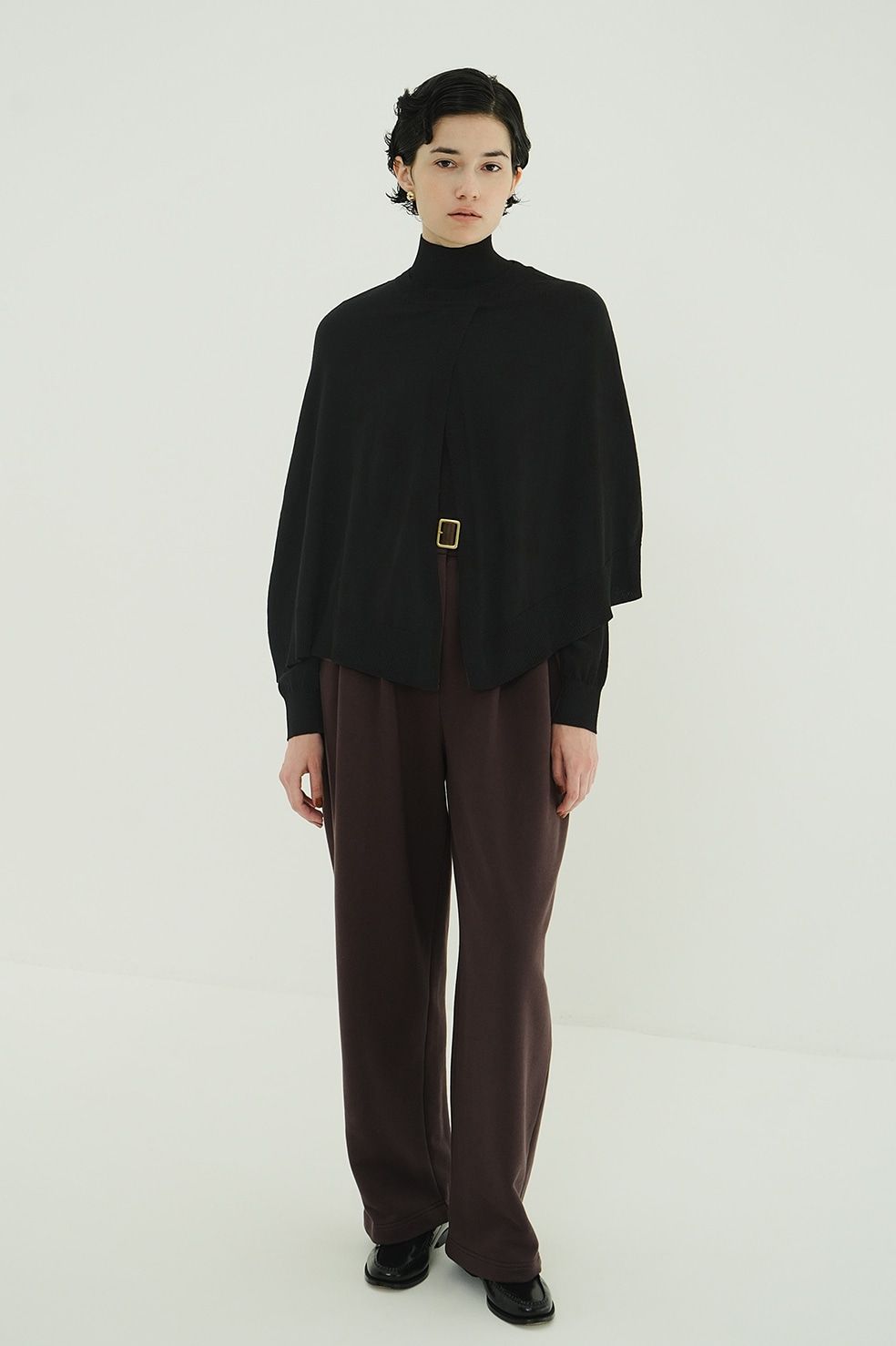 ケープ + ニットトップス - CAPE SET KNIT TOPS (BLACK)