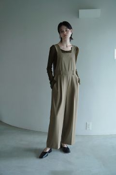 BACK RIBBON SUSPENDER SALOPETTE -  BEIGE