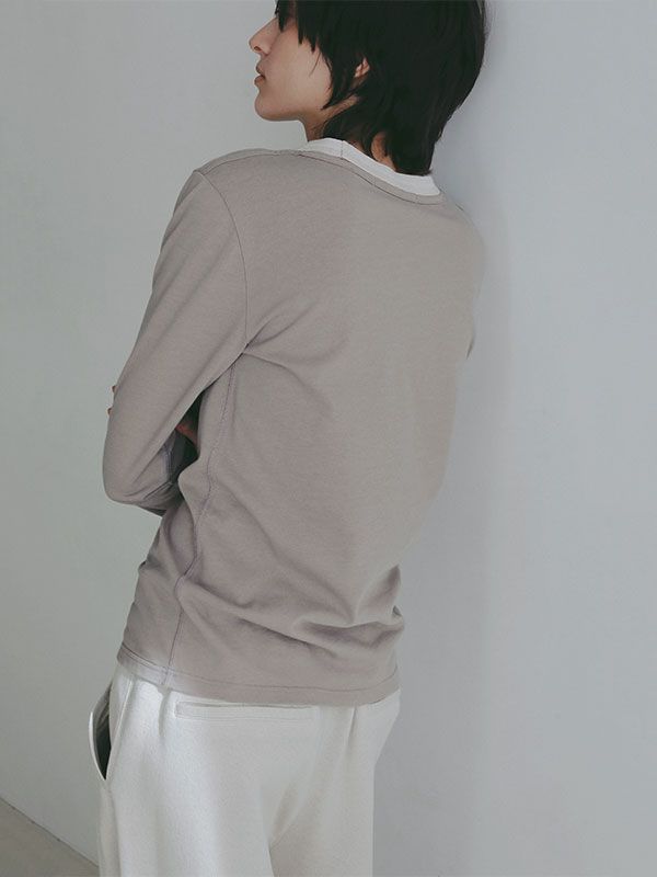 アウトステッチクルーネックロンTee  (GREIGE）