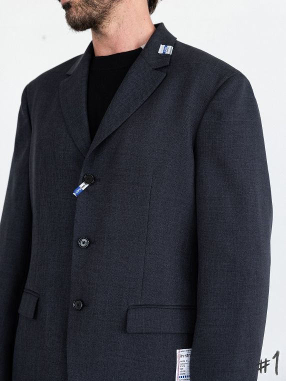 ウール テーラードジャケット - WOOLY SHARKSKIN 3B JACKET (NAVY)