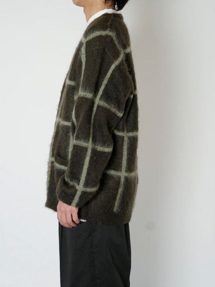 ジャガードチェックカーディガン -  JACQUARD CHECK CARDIGAN GREEN