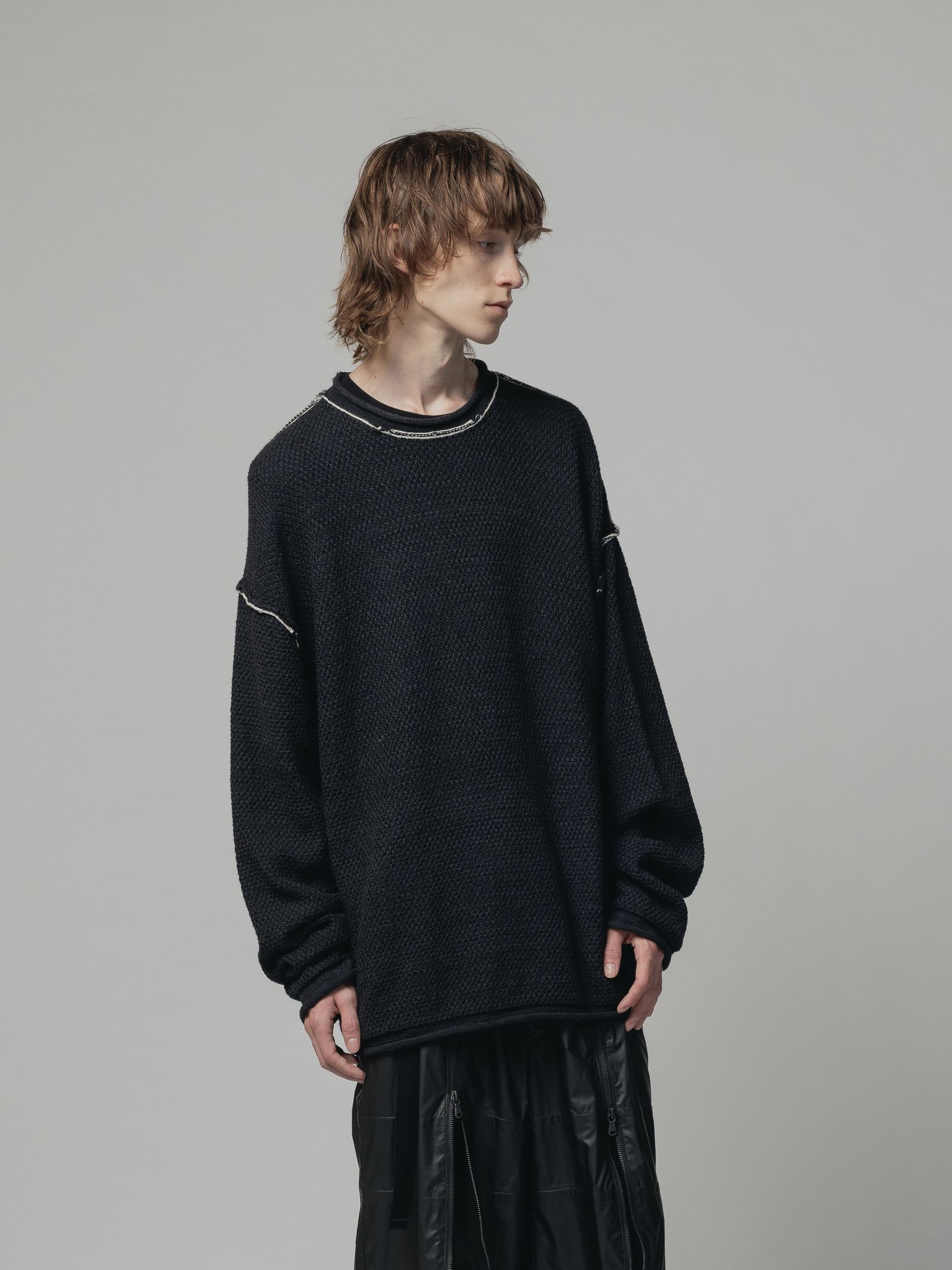 7G プルオーバーニット - BLACK