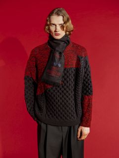 プルオーバーニット - INCOMPLETED ARAN JUMPER BLACK