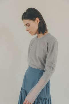 メッシュレイヤードコンパクトトップス - MESH LAYERED COMPACT TOPS GREY