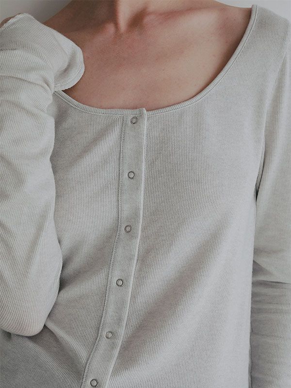 バトーネックカットプルオーバー- GREY