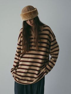 マルチボーダーニットポロ (BEIGE)