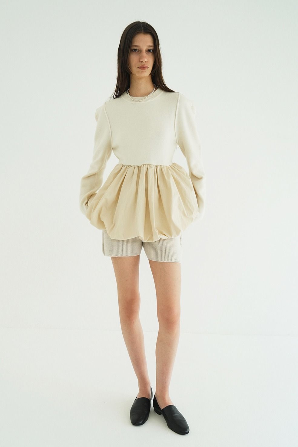 ドッキングニットトップス |  DOCKING POWERSHOULDER KNIT TOPS (IVORY)