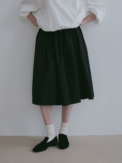 ボリュームミディスカート (BLACK)