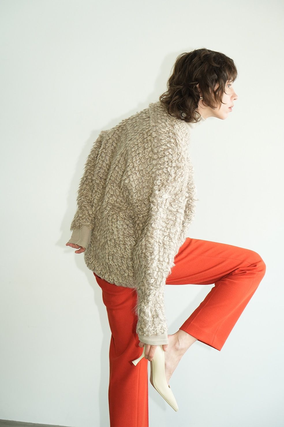 ミックス モヘア ニット トップス -  MIX LOOP MOHAIR KNIT TOPS - BEIGE