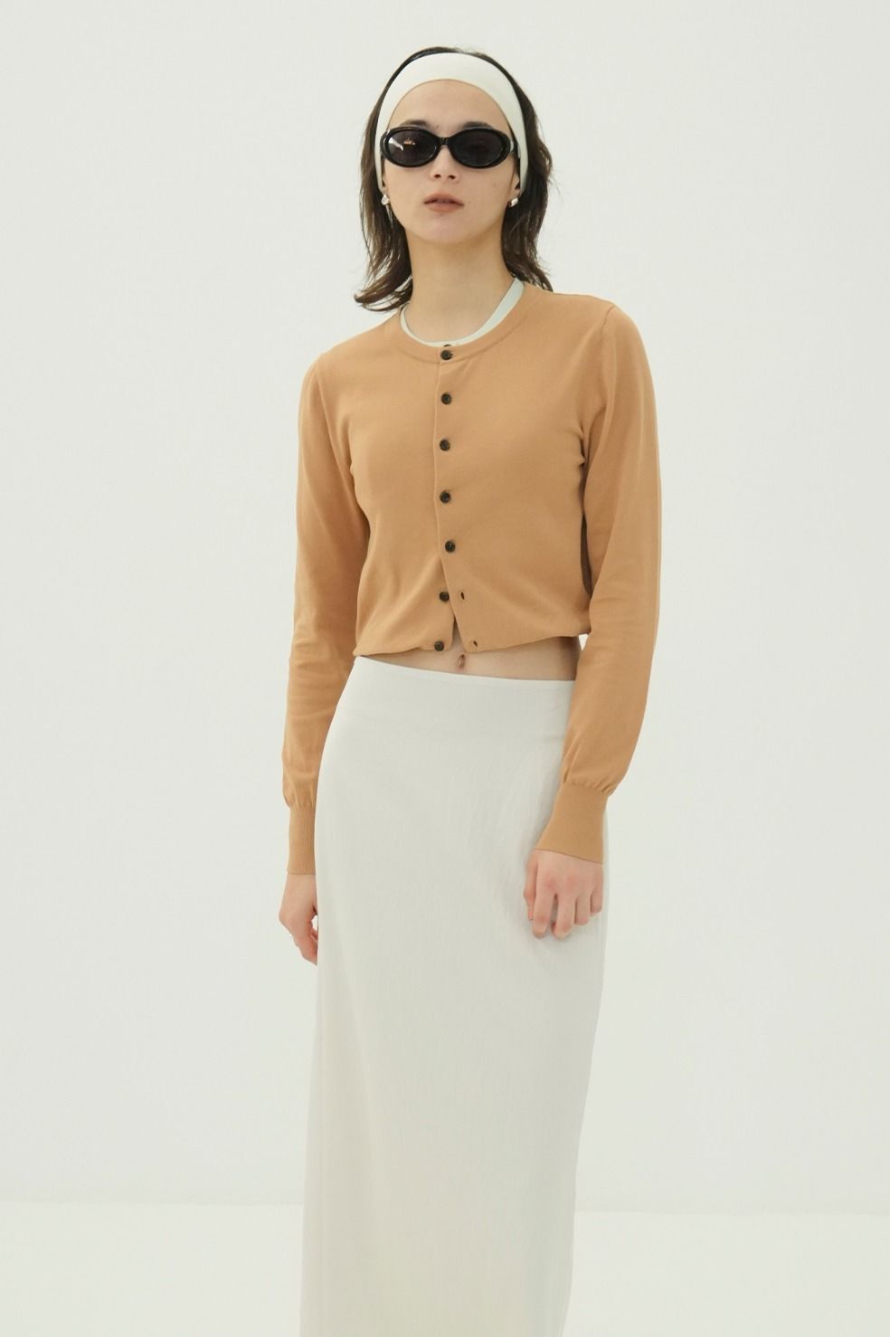 レイヤーニットカーディガン - W LAYERED KNIT CARDIGAN (BEIGE)